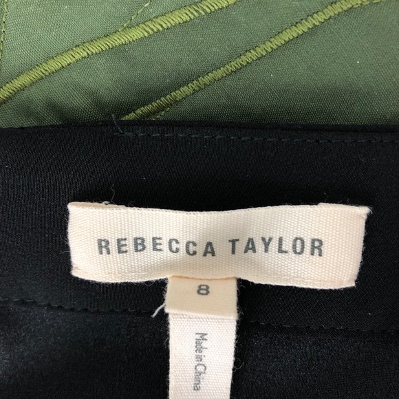 Rebecca Taylor BLACK Pleated Silk Lace Skirt - Picture 9 of 12